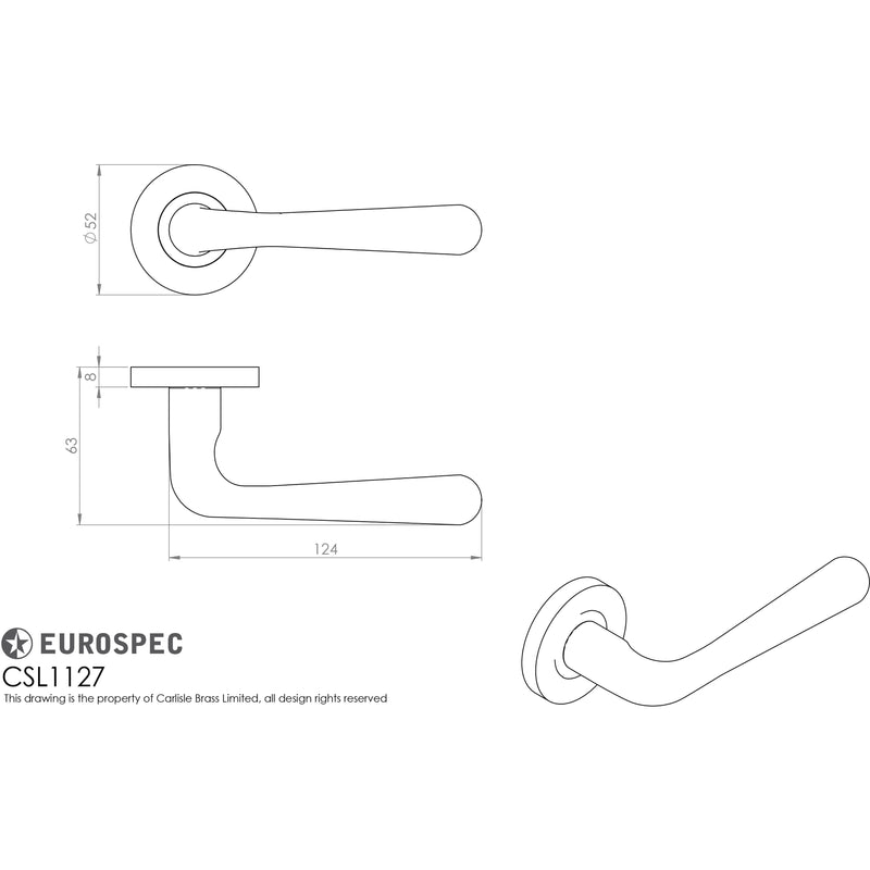 Eurospec - Peninsula Lever on 6mm Slim Fit Sprung Rose - Satin Stainless Steel - CSL1127/6SSS - Choice Handles