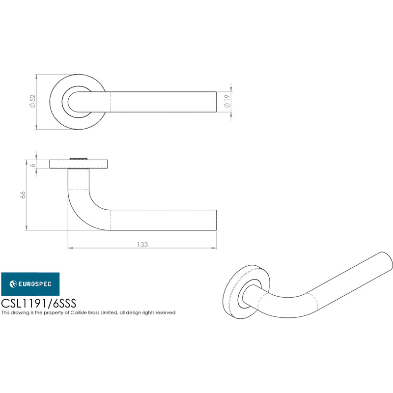 Eurospec - Spira Lever on 6mm Slim Fit Sprung Rose - Satin Stainless Steel - CSL1191/6SSS - Choice Handles