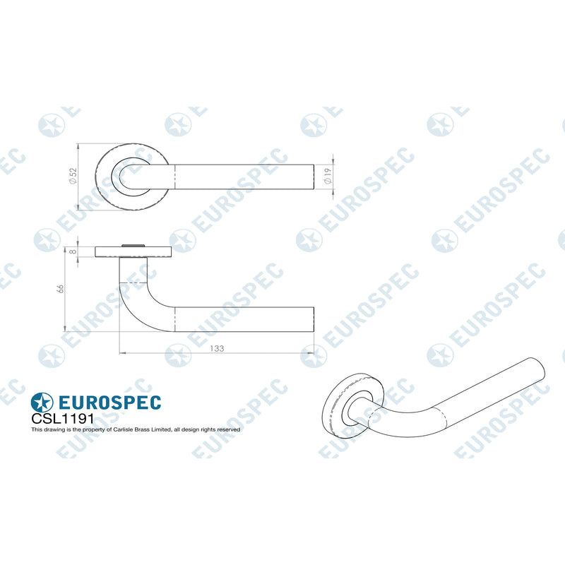 Eurospec - Straight Lever on Sprung  Rose - Satin Stainless Steel - CSL1191SSS - Choice Handles
