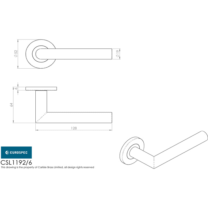 Eurospec - Treviri Lever on 6mm Slim Fit Sprung Rose - Satin Stainless Steel - CSL1192/6SSS - Choice Handles