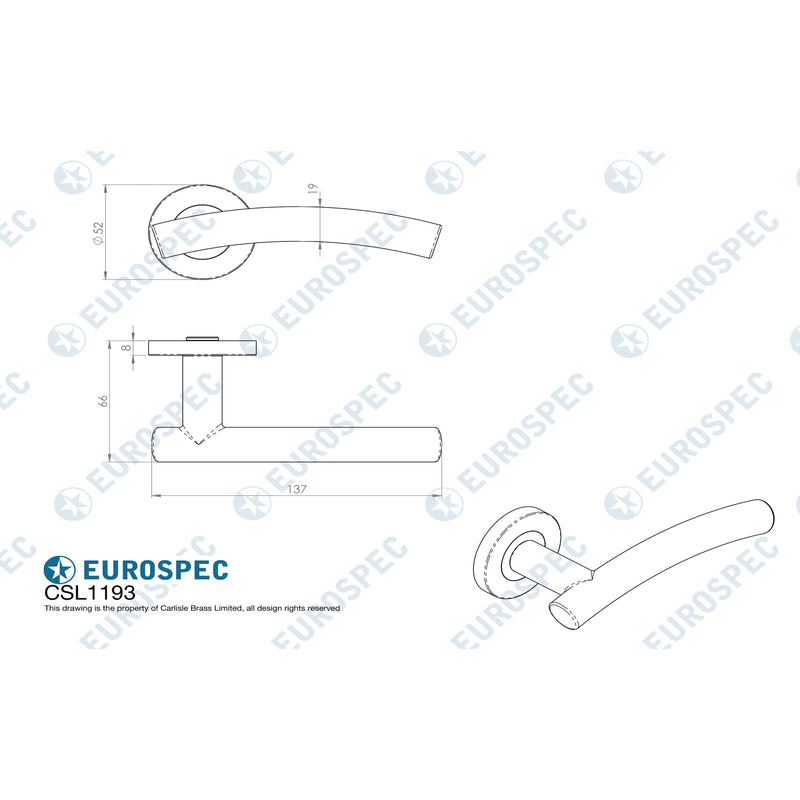 Eurospec - Curved Lever on Sprung Rose - Satin Stainless Steel - CSL1193SSS - Choice Handles