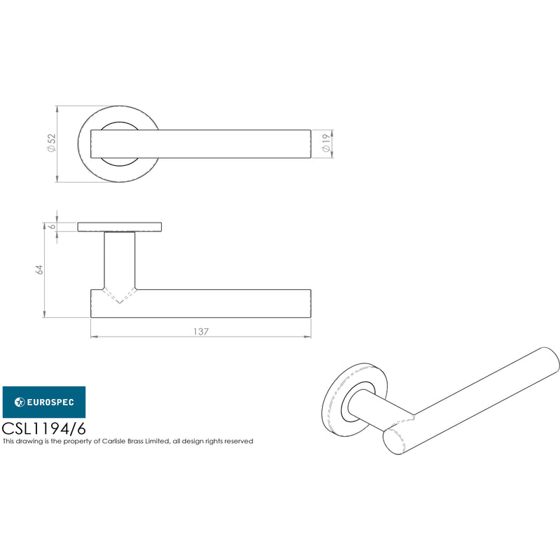 Eurospec - Philadelphia Lever on 6mm Slim Fit Sprung Rose - Satin Stainless Steel - CSL1194/6SSS - Choice Handles