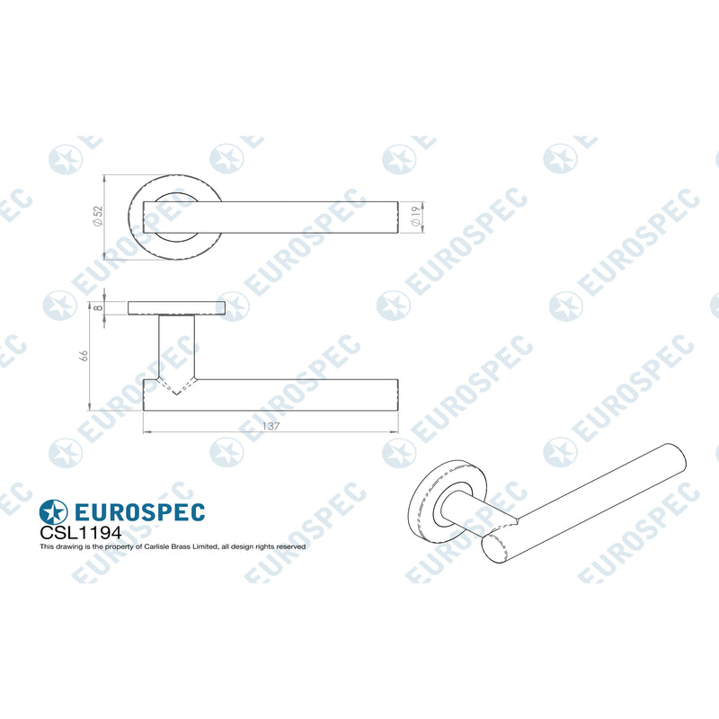 Eurospec - Straight Lever on Sprung Rose - Satin Stainless Steel - CSL1194SSS - Choice Handles
