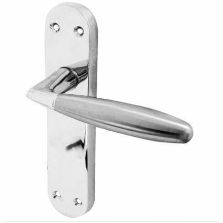 Frelan - Stylo Door Handles On Backplate - Latch - Dual Finish Polished Chrome & Satin Chrome - JV532PCSC - Choice Handles