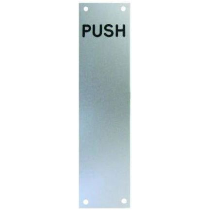 Frelan - Engraved Push Fingerplate 305mm x 75mm - Satin Aluminium - J1998A - Choice Handles