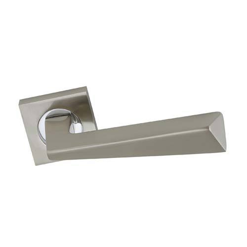 Darcel - Christiane Door Lever Handle On Square Rose, Satin/Nickel Polished Chrome - DCCHR-SNCP - Choice Handles