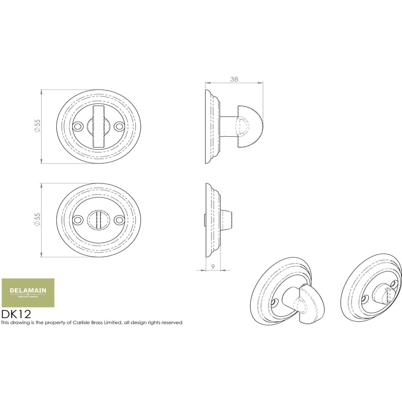 Carlisle Brass - Delamain Large Turn and Release - Satin Nickel - DK12SN - Choice Handles