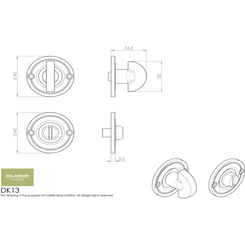 Carlisle Brass - Delamain Small Turn and Release - Florentine Bronze - DK13FB - Choice Handles