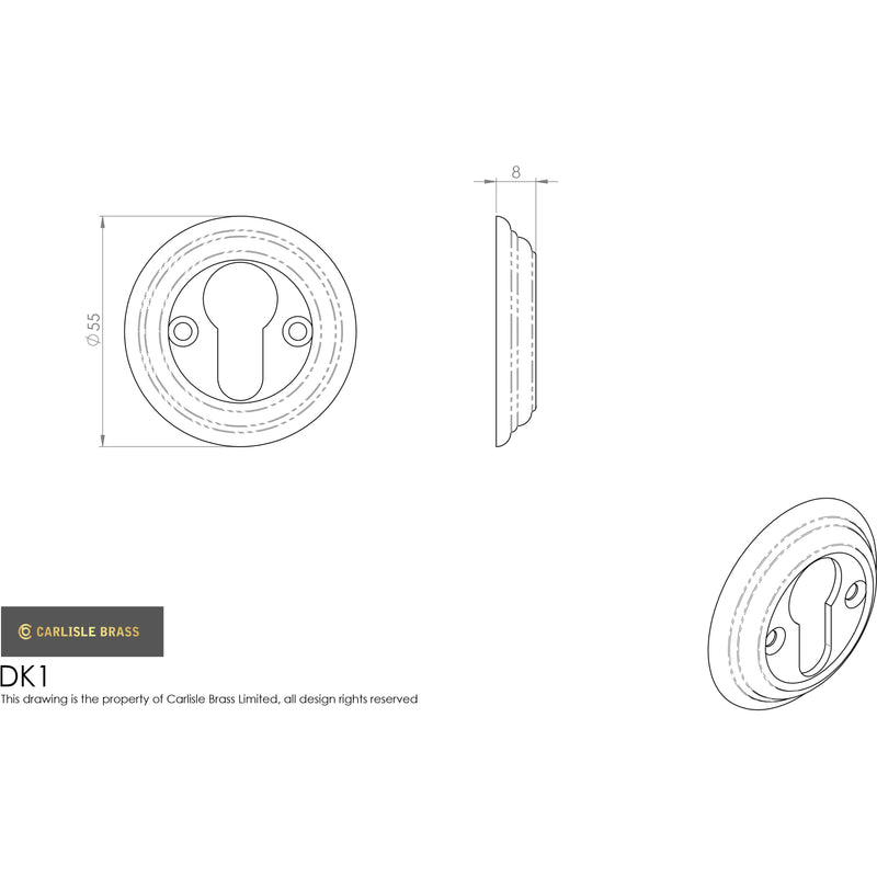 Carlisle Brass - Delamain Large Covered Escutcheon - Polished Brass - DK4 - Choice Handles