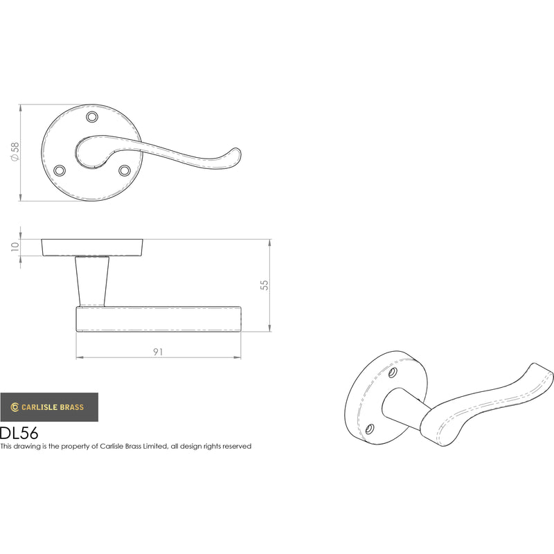 Carlisle Brass - Victorian Scroll Lever on Round Rose - Satin Chrome - DL56SC - Choice Handles