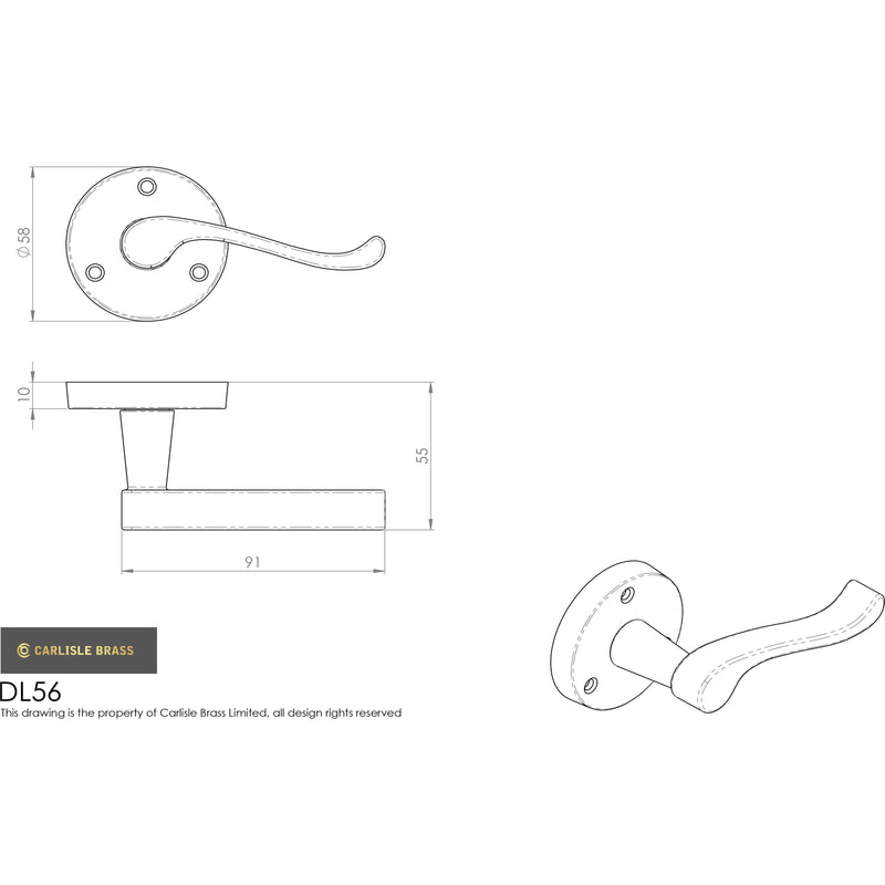 Carlisle Brass - Victorian Scroll Lever on Round Rose - Polished Brass - DL56 - Choice Handles