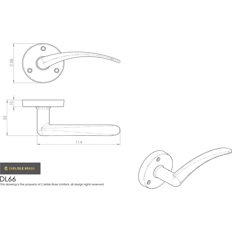Carlisle Brass - Victorian Wing Lever on Round Rose - Satin Chrome - DL66SC - Choice Handles