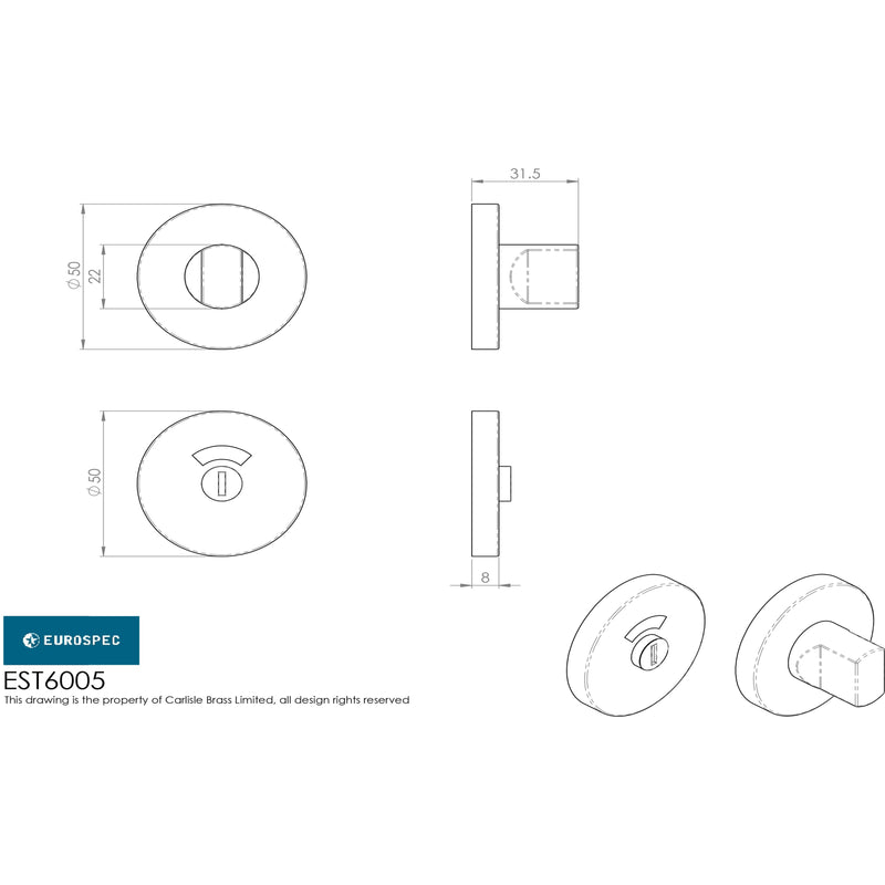 Eurospec - Thumbturn & Release c/w indicator - Polished Anodised Aluminium - EST6005PAA - Choice Handles