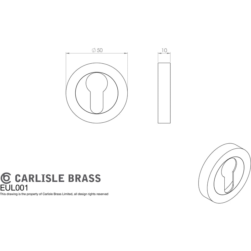 Carlisle Brass - Euro Escutcheon - Matt Black - EUL001MB - Choice Handles