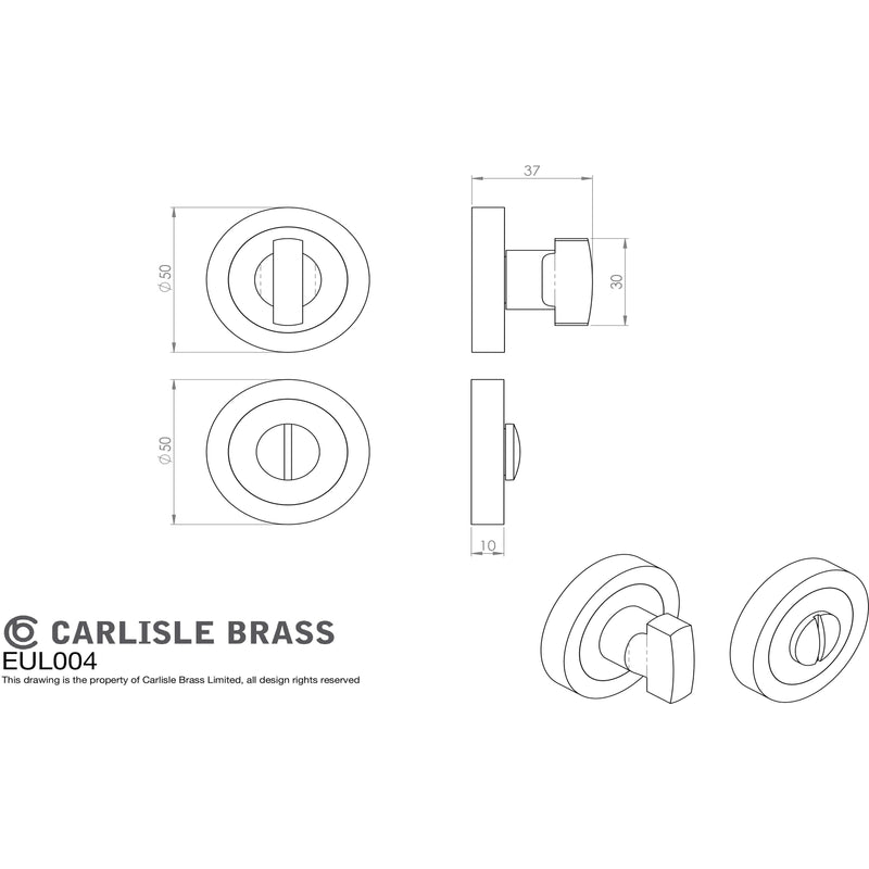 Carlisle Brass - Thumbturn & Release - Satin Brass - EUL004SB - Choice Handles