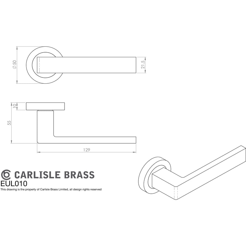 Carlisle Brass - Sasso Lever on Rose - Satin Nickel - EUL010SN - Choice Handles