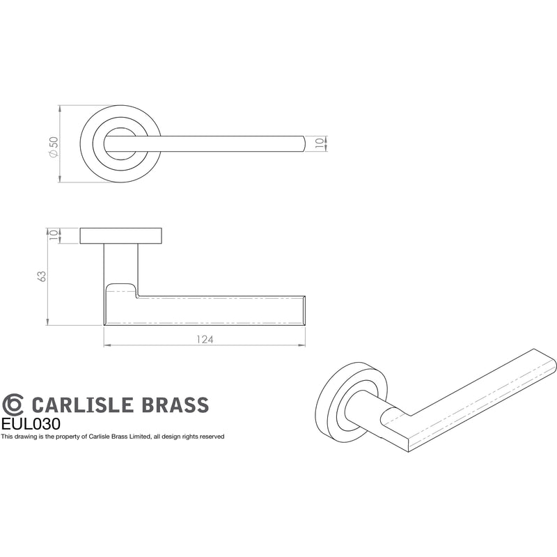 Carlisle Brass - Trentino Lever on Rose - Satin Brass - EUL030SB - Choice Handles