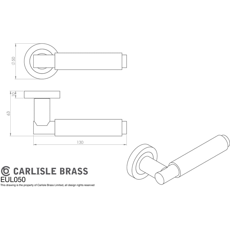 Carlisle Brass - Varese Knurled Lever on Rose - Antique Brass - EUL050AB - Choice Handles