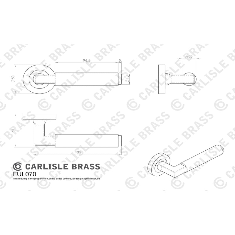 Carlisle Brass - Masano Lever On Rose - Satin Brass - EUL070SB - Choice Handles