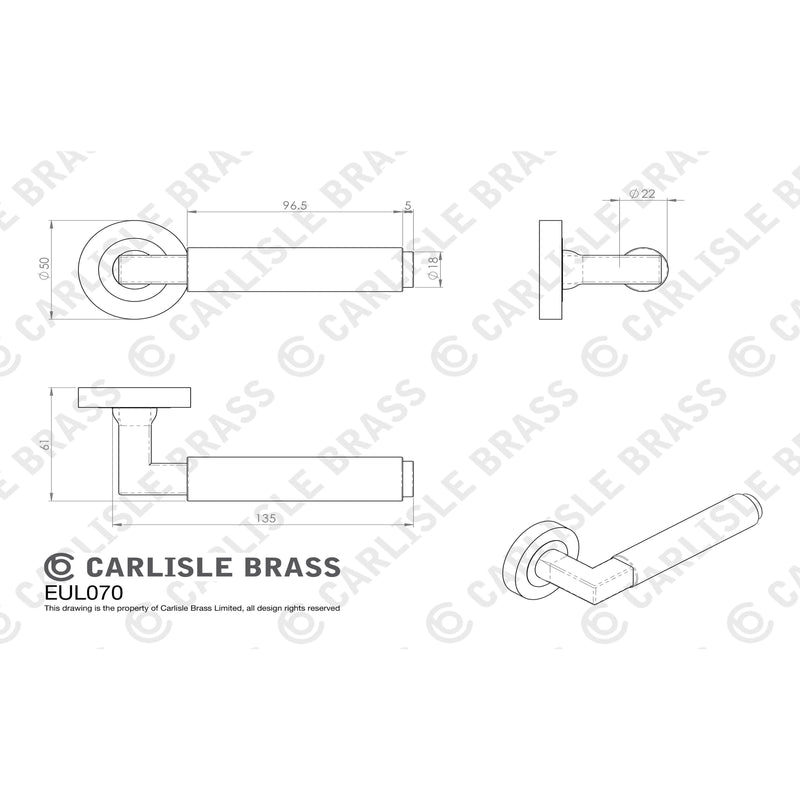 Carlisle Brass - Masano Lever On Rose - Satin Nickel - EUL070SN - Choice Handles