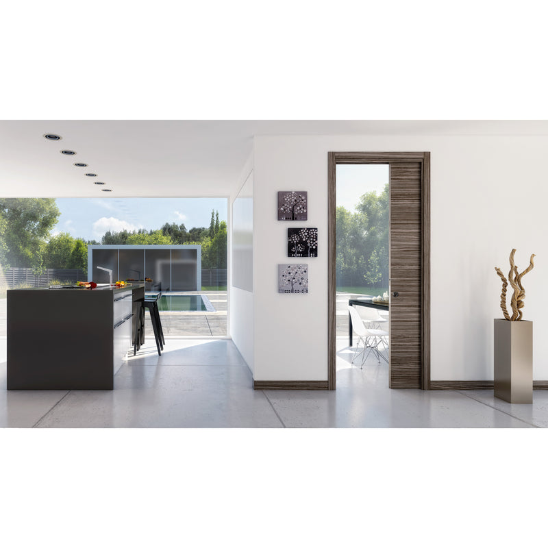 Ermetika EvoKit Single Pocket Door System 610x1981 Door 100mm WT - Raw Wood - EEK1DRW - Choice Handles