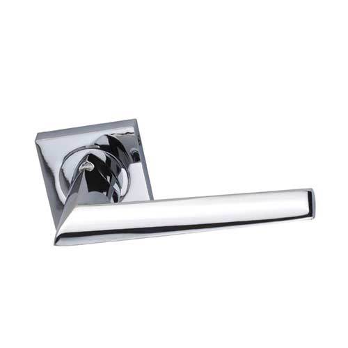 Darcel - Eugene Door Lever Handle On Square Rose, Polished Chrome- DCEUG-CP - Choice Handles