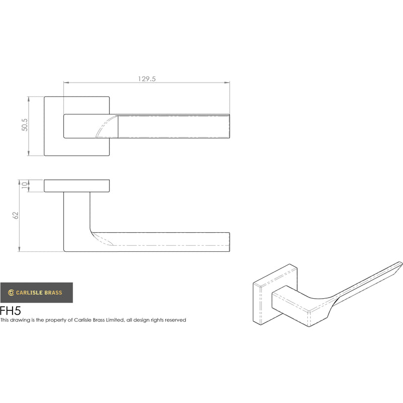 Manital - Flash Lever On Square Rose - Satin Brass - FH5SB - Choice Handles