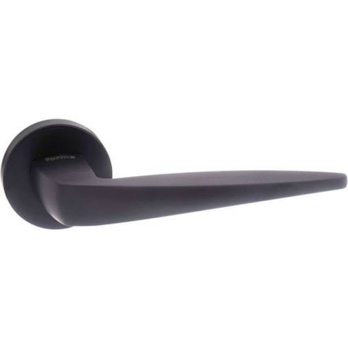 Atlantic - Forme Foglia Designer Lever on Minimal Round Rose - Matt Black - FMR272MB - Choice Handles