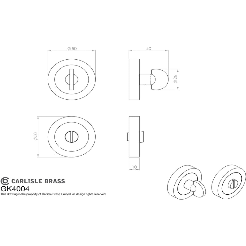 Carlisle Brass - Thumb Turn & Release - Polished Chrome - GK4004CP - Choice Handles
