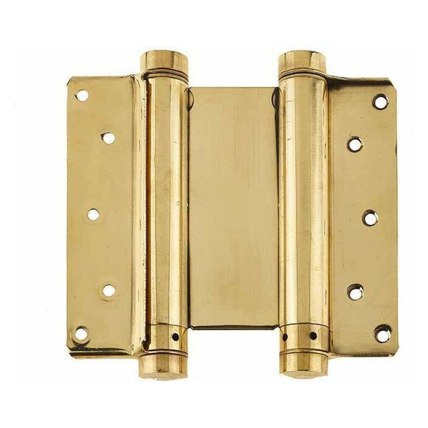 Frelan - 100mm Double Action Spring Hinge (Pair) - Polished Brass - HB3005-4PB - Choice Handles