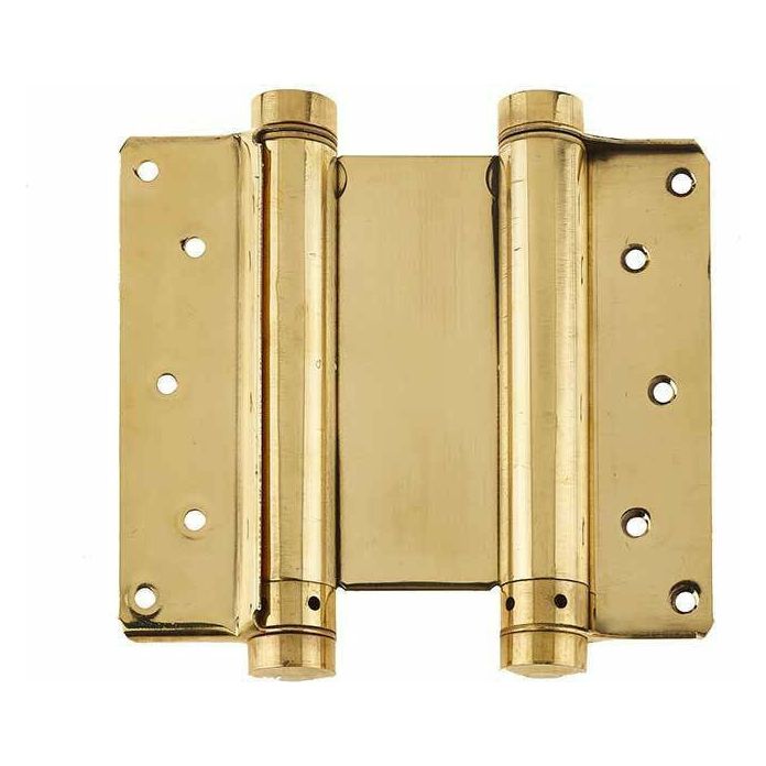 Frelan - 125mm Double Action Spring Hinge (Pair) - Polished Brass - HB3005-5PB - Choice Handles
