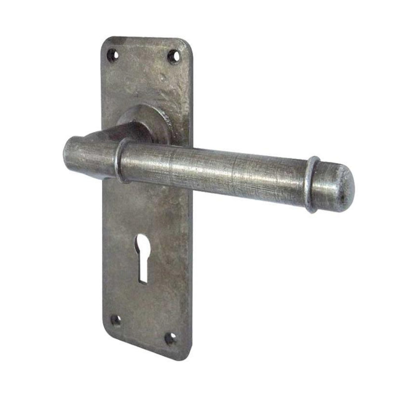 Frelan Hardware - Handforged Belfry Door Handles Lever Lock - Pewter - HF100 - Choice Handles