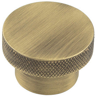 Hoxton Wenlock 40mm Knurled Cupboard Knob - Antique Brass - HOX140AB - Choice Handles
