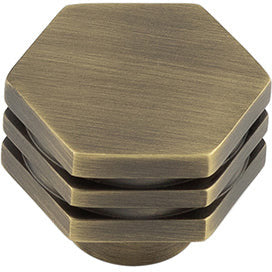 Hoxton Nile 30mm Hexagonal Cupboard Knob - Antique Brass - HOX330AB - Choice Handles