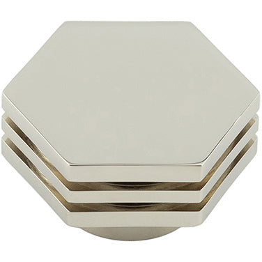 Hoxton Nile 40mm Hexagonal Cupboard Knob - Polished Nickel - HOX340PN - Choice Handles