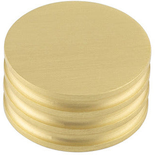 Hoxton Sturt 40mm Grooved Cupboard Knob - Satin Brass - HOX440SB - Choice Handles