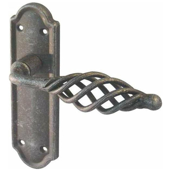 Frelan - Cage Door Handles On Backplate - Latch - Pewter - IRC40001 - Choice Handles