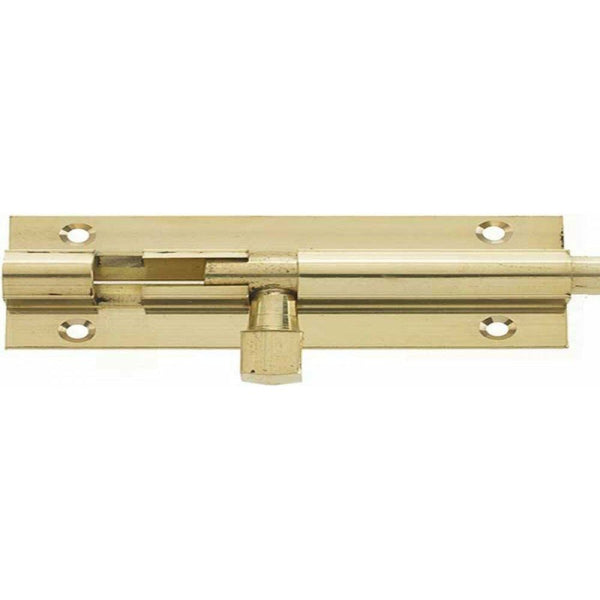 Frelan Hardware Straight Brass Barrel Bolt 150mm x 38mm - Polished Brass - J1001PB-6 - Choice Handles
