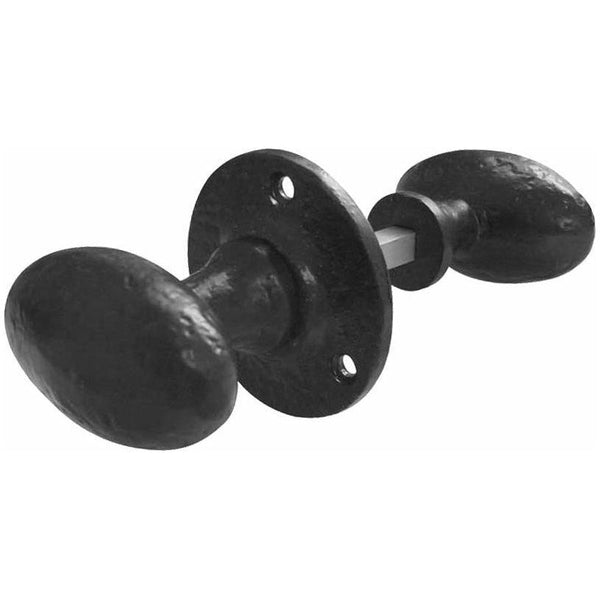 Frelan - Oval Shape Rim Door Knobs - Black Antique - JAB48R - Choice Handles