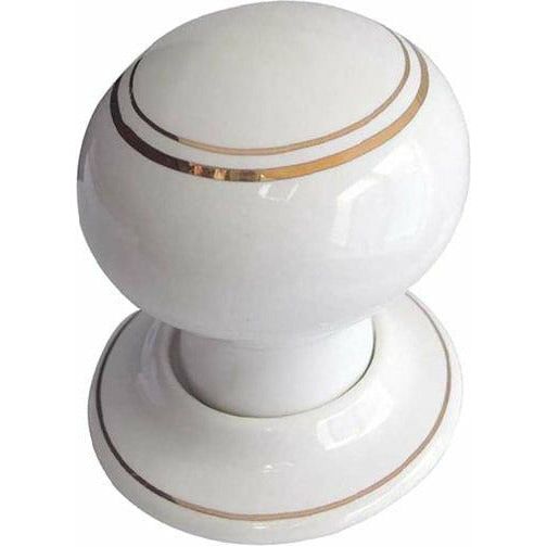 Frelan - Porcelain Mortice Door Knob  - Goldline White - JC20 - Choice Handles