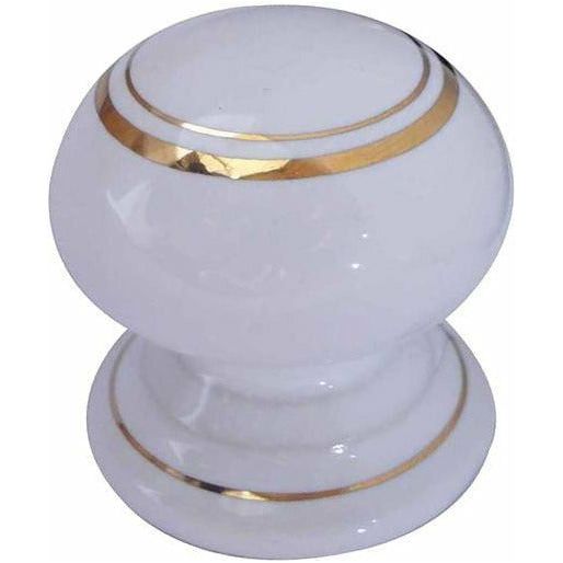 Frelan - Porcelain 38mm Cupboard Door Knob  - Goldline White  - JC24 - Choice Handles
