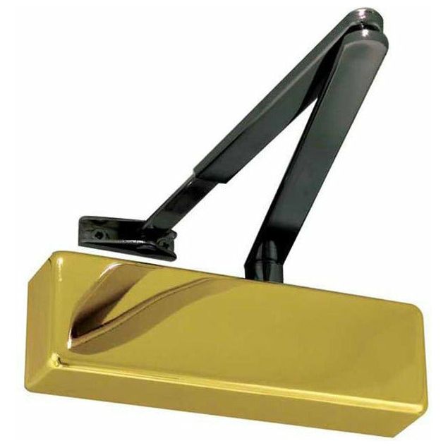 Frelan - Contract Size 2-4 Overhead Door Closer With Matching Arm - Polished Brass - JD150PB - Choice Handles