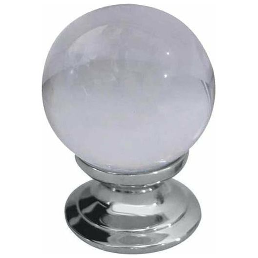 Frelan -  Plain Clear Ball Glass Cupboard Door Knob 25mm - Polished Chrome - JH1151-25PC - Choice Handles