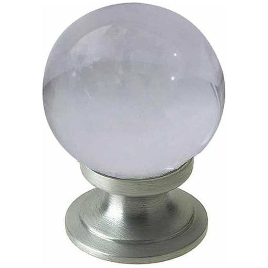 Frelan -  Plain Clear Ball Glass Cupboard Door Knob 25mm - Satin Chrome - JH1151-25SC - Choice Handles