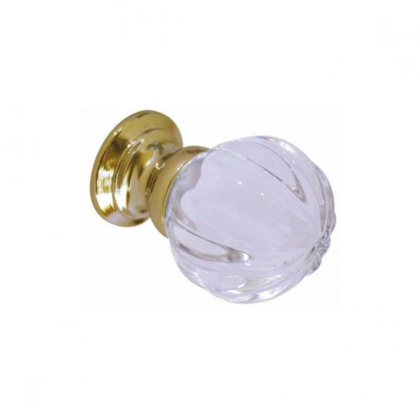Frelan -  Pumpkin Glass Cupboard Door Knob 35mm - Polished Brass - JH1152-35PB - Choice Handles
