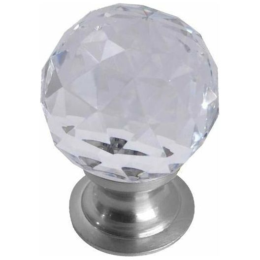 Frelan - Faceted Glass Cupboard Door Knob 30mm - Polished Chrome - JH1155-30PC - Choice Handles