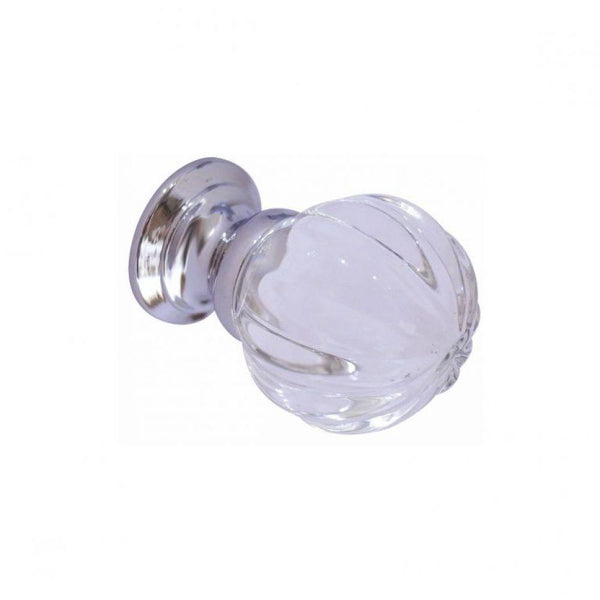 Frelan -  Pumpkin Glass Cupboard Door Knob 35mm - Polished Chrome - JH1152-35PC - Choice Handles