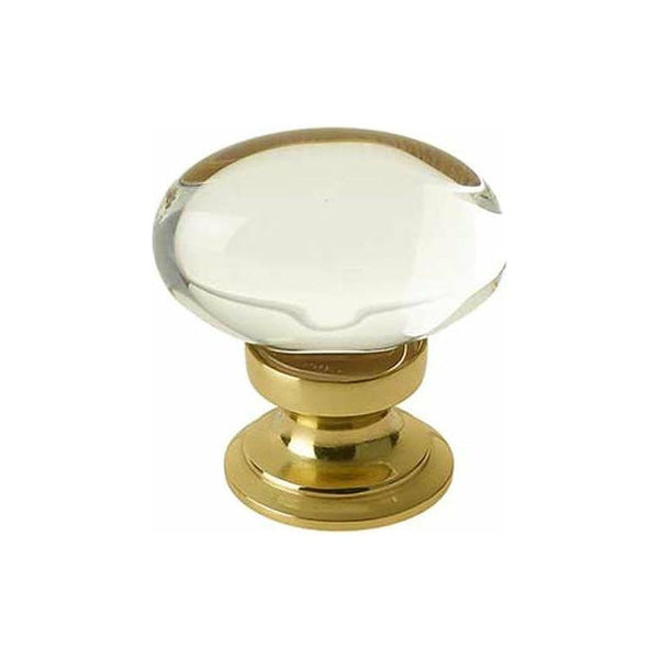 Frelan - Oval  Glass Cupboard Knob 41mm - Polished Brass - JH1162PB - Choice Handles