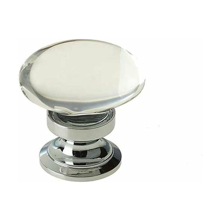 Frelan - Oval  Glass Cupboard Knob 31mm - Polished Chrome - JH1161PC - Choice Handles