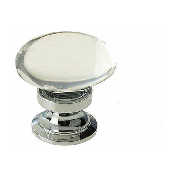 Frelan - Oval  Glass Cupboard Knob 41mm - Polished Chrome - JH1162PC - Choice Handles